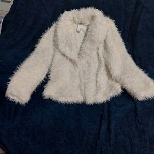 Women's White Fuzzy Jacket